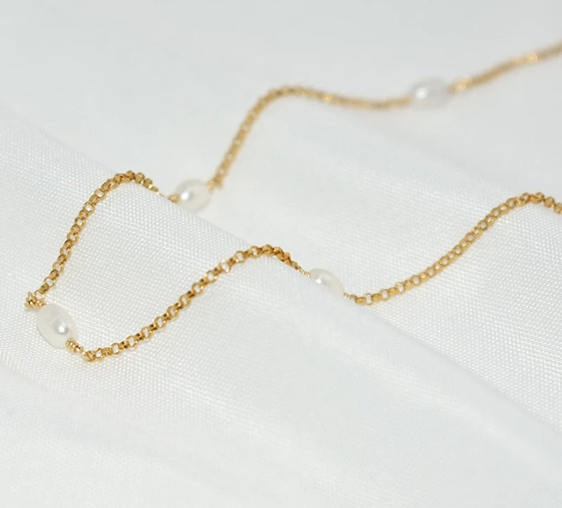Natural Pearl Necklace -14K Gold Filled - Lavishic
