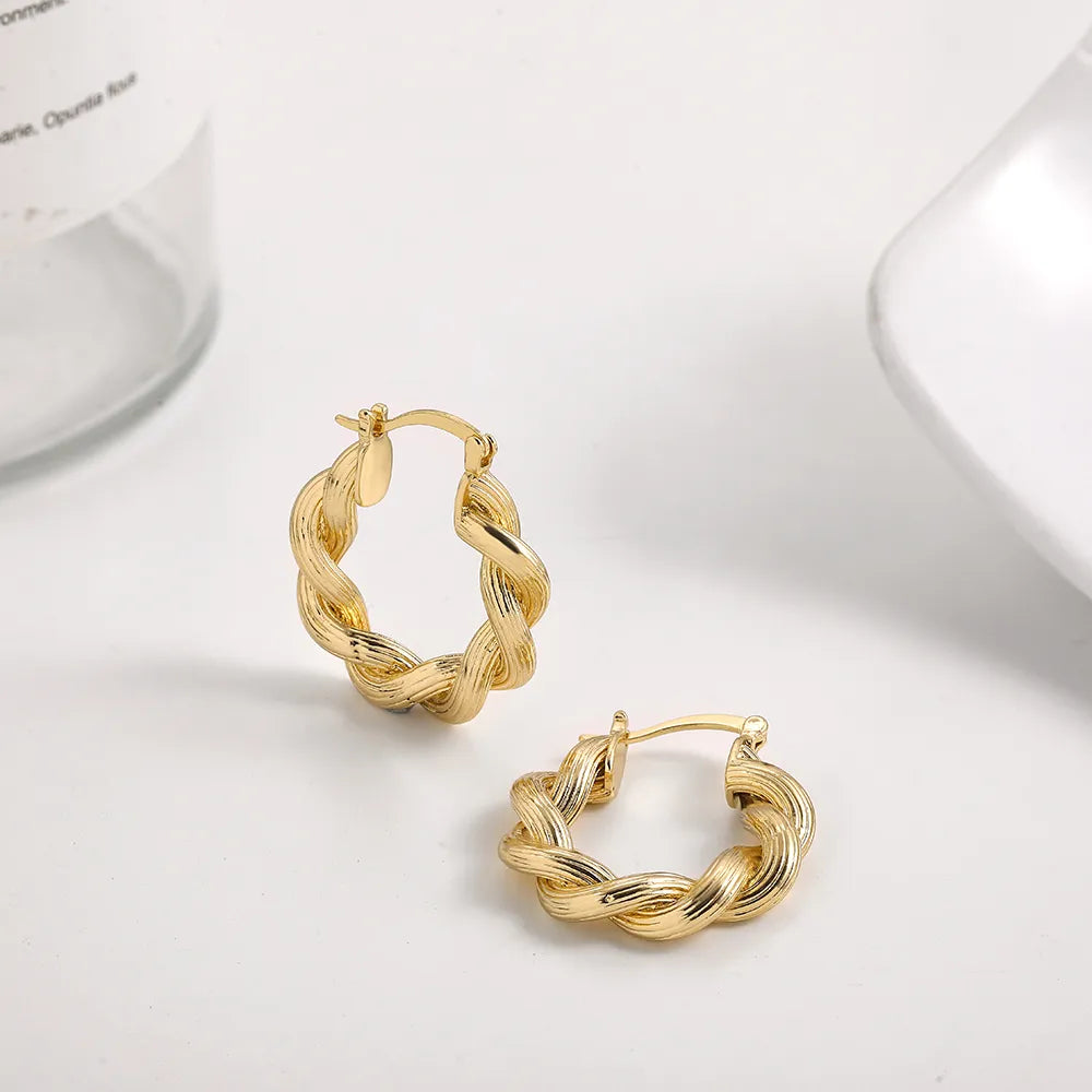 New Trendy Geometric Twisted Thick Hoop Earrings Fashion Gold Color Big Round Circle Earrings for Women Punk Hiphop Jewelry Gift - Lavishic