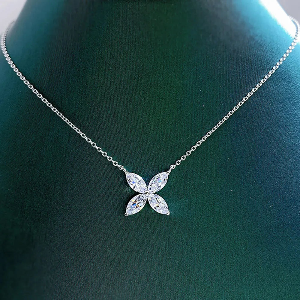 Butterfly Shaped Moissanite Necklace - S925 Sterling Silver - Lavishic