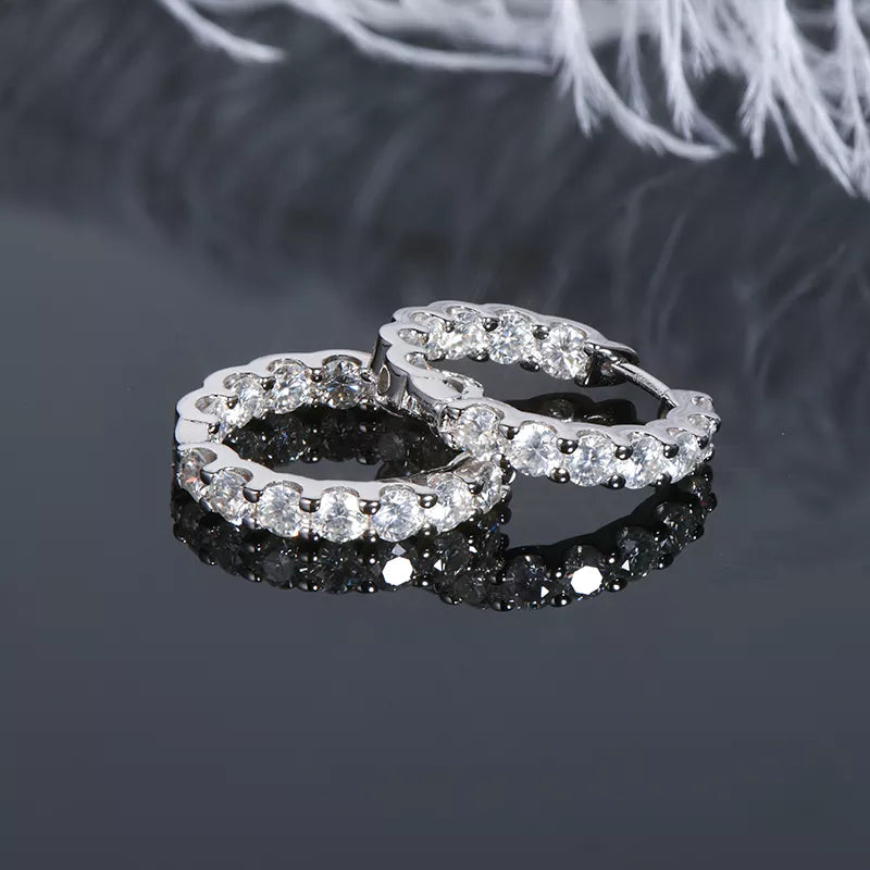 Authentic Moissanite Stud Hoops Earrings w/ GRA Certificate - 100% 925 Sterling Silver - Lavishic