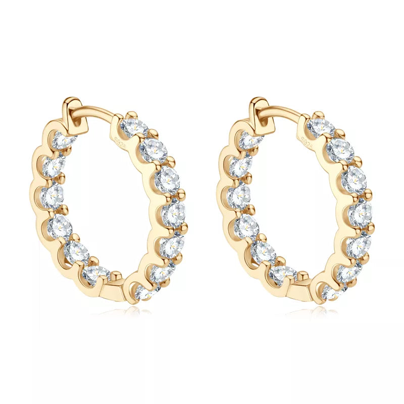 Authentic Moissanite Stud Hoops Earrings w/ GRA Certificate - 100% 925 Sterling Silver - Lavishic