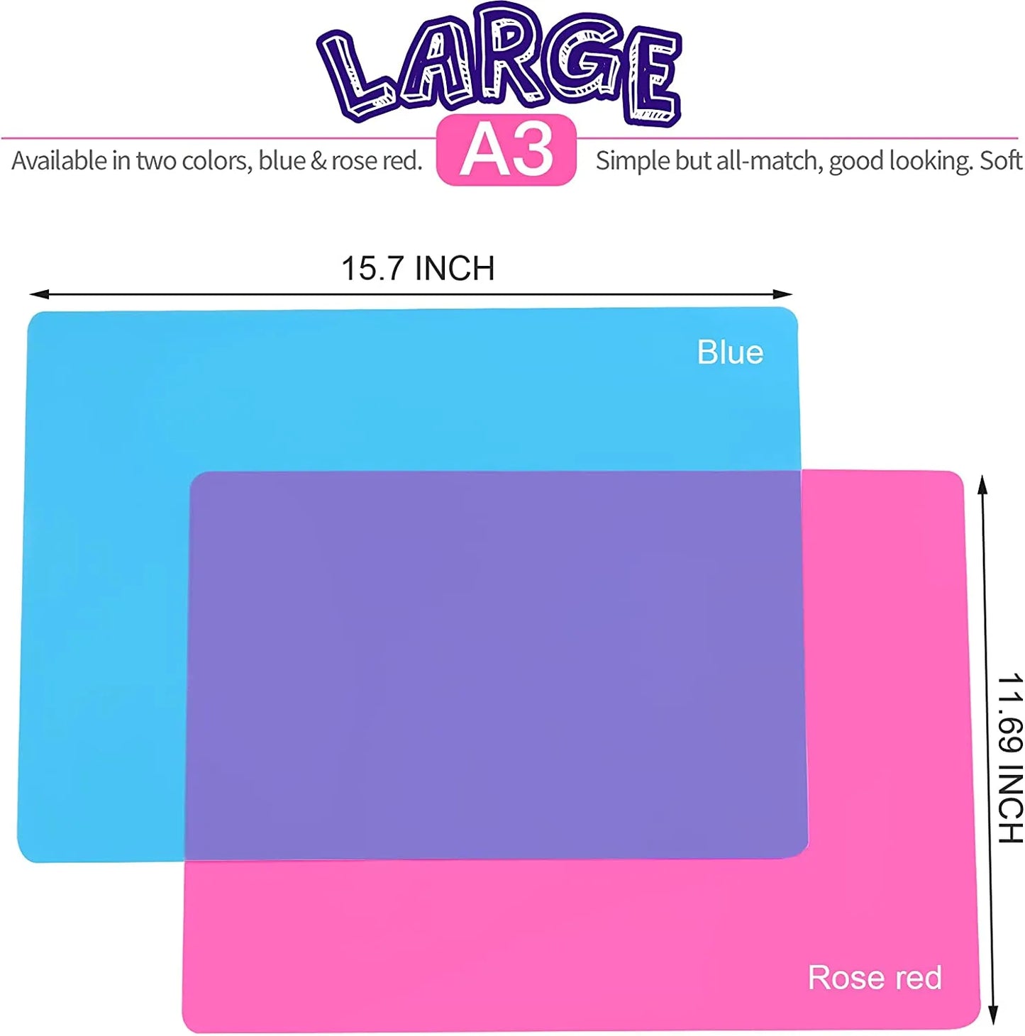 15.7" x 11.7" Large Silicone Sheet for Crafts Jewelry Casting Mold Mat, Nonstick Craft Mat for Epoxy Resin, Paint, Clay - Lavishic