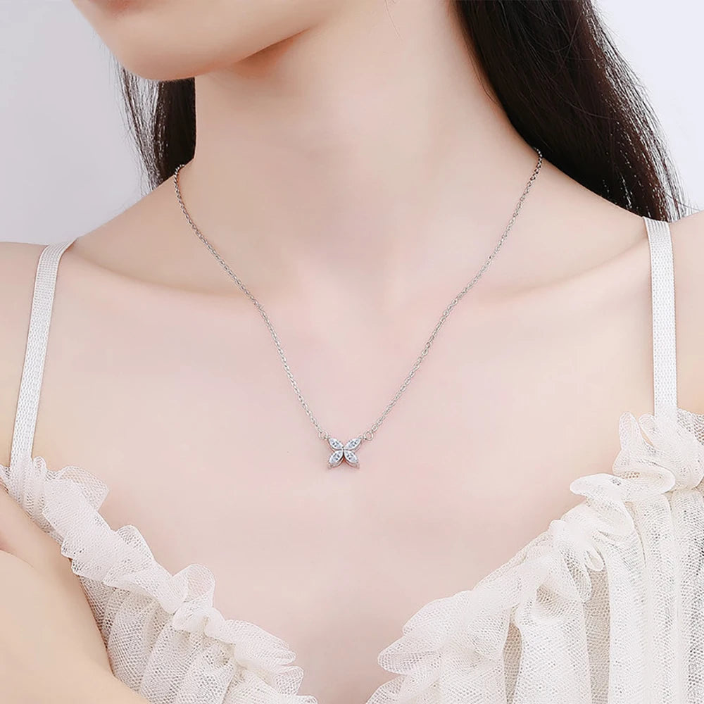 Butterfly Shaped Moissanite Necklace - S925 Sterling Silver - Lavishic