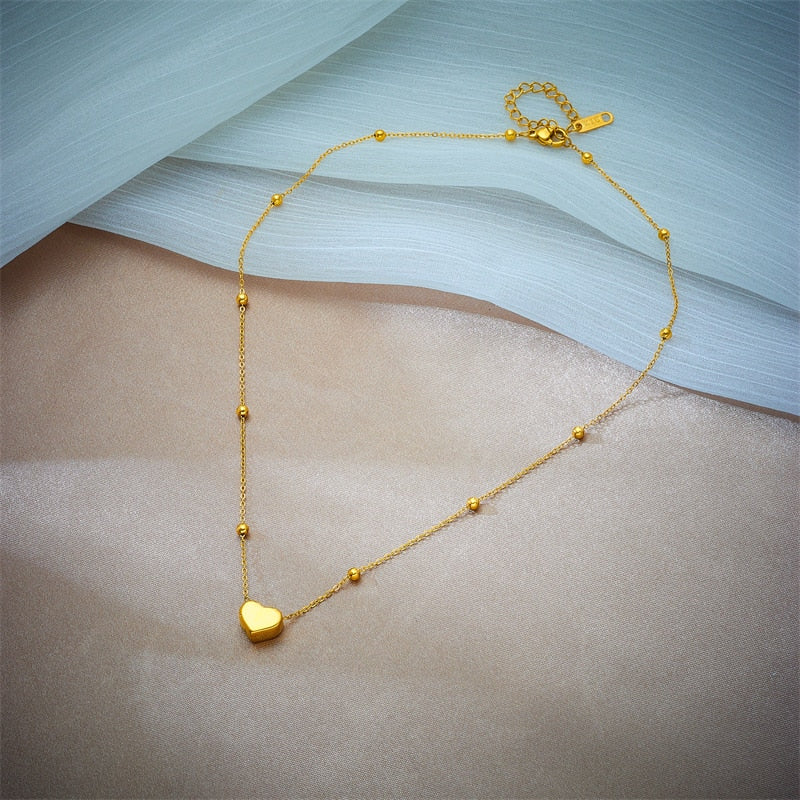 Stainless Steel 3-Color Heart Pendant Necklace - Lavishic