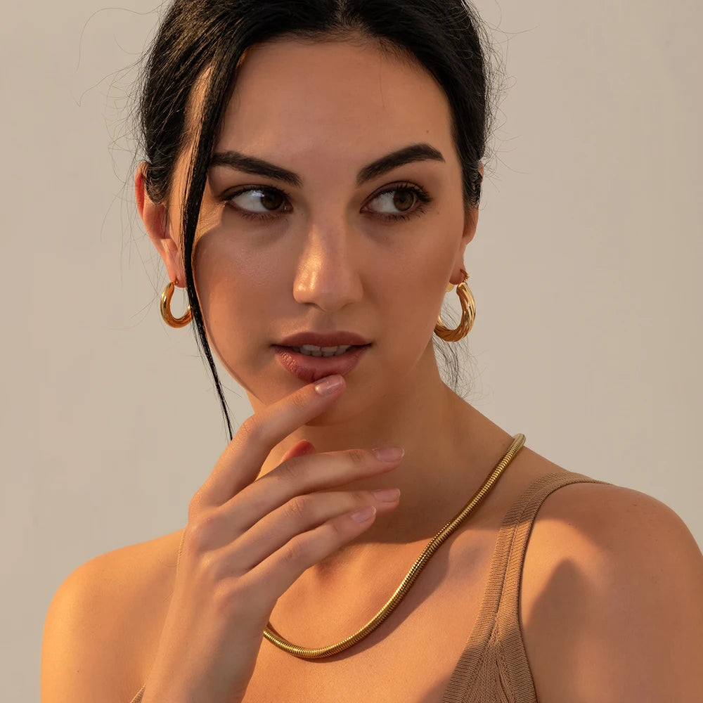 New Trendy Geometric Twisted Thick Hoop Earrings Fashion Gold Color Big Round Circle Earrings for Women Punk Hiphop Jewelry Gift - Lavishic