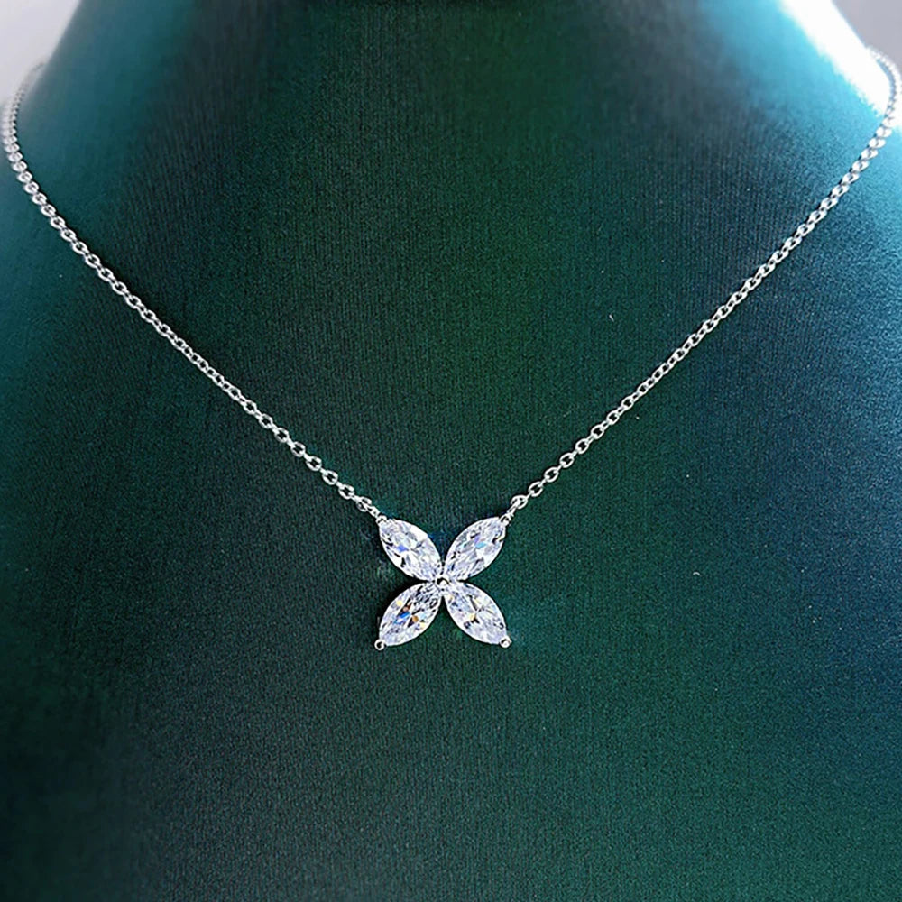 Butterfly Shaped Moissanite Necklace - S925 Sterling Silver - Lavishic