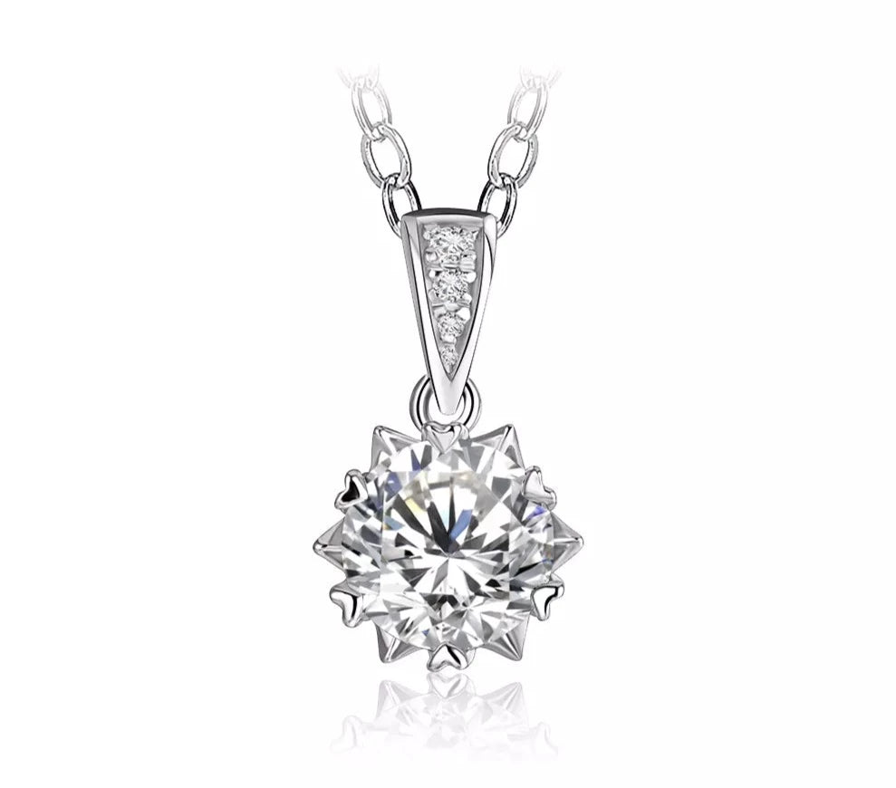 1 Carat Round Brilliant Cut D - Moissanite Pendant Necklace 925 Sterling Silver - Lab Grown Diamond - Lavishic