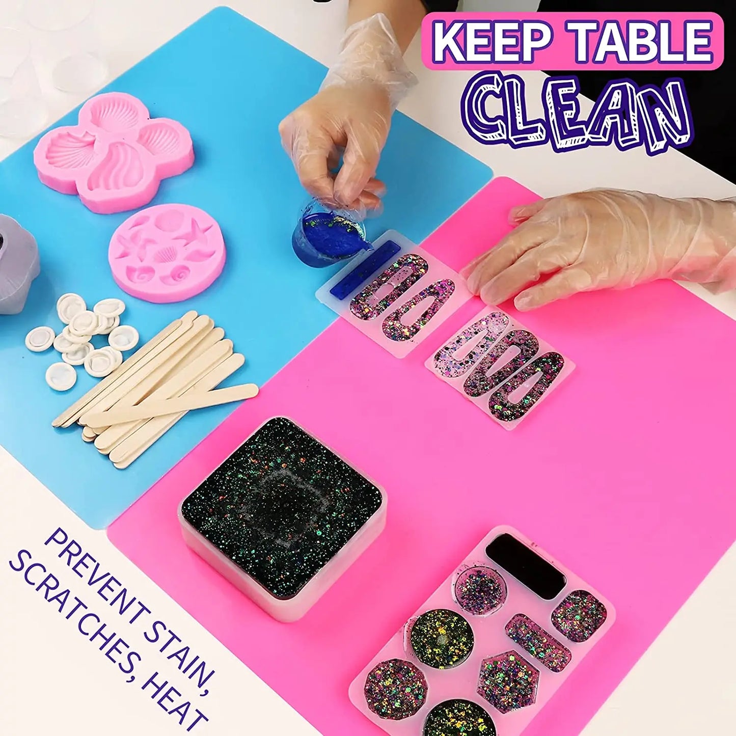 15.7" x 11.7" Large Silicone Sheet for Crafts Jewelry Casting Mold Mat, Nonstick Craft Mat for Epoxy Resin, Paint, Clay - Lavishic