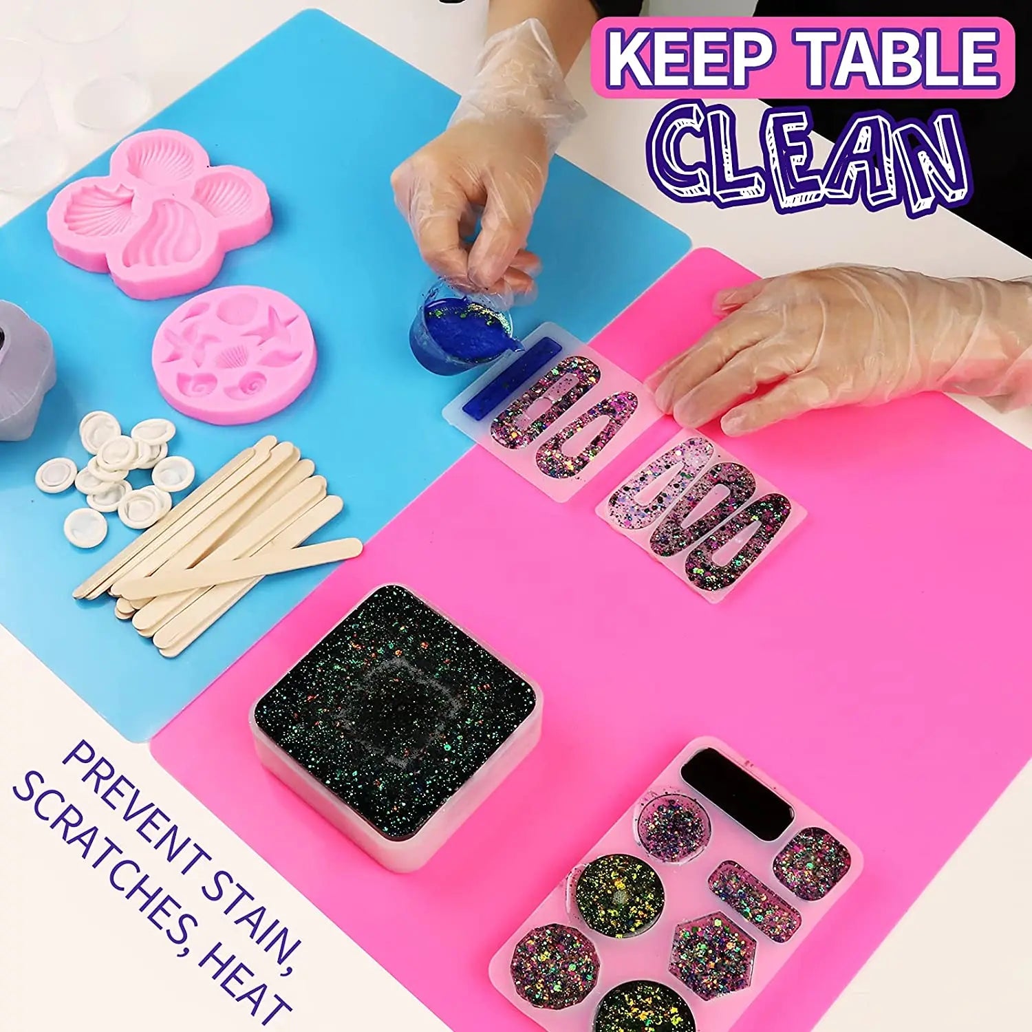 15.7" x 11.7" Large Silicone Sheet for Crafts Jewelry Casting Mold Mat, Nonstick Craft Mat for Epoxy Resin, Paint, Clay - Lavishic