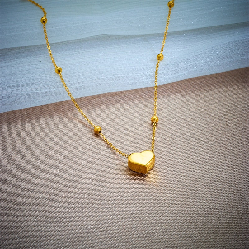 Stainless Steel 3-Color Heart Pendant Necklace - Lavishic