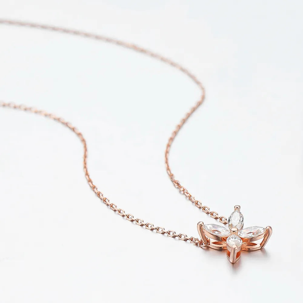 Butterfly Shaped Moissanite Necklace - S925 Sterling Silver - Lavishic