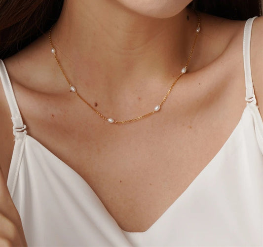 Natural Pearl Necklace -14K Gold Filled - Lavishic