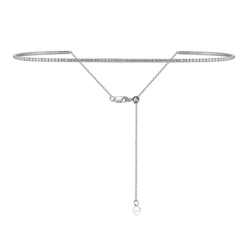 Moissanite 2mm Tennis Necklace 925 Sterling Silver Plated Gold - Lavishic