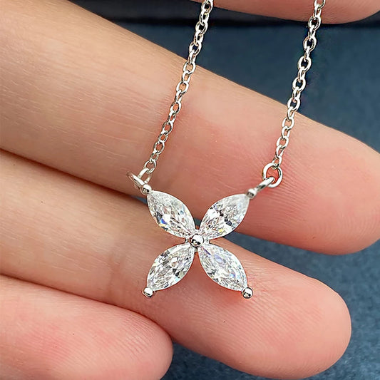 Butterfly Shaped Moissanite Necklace - S925 Sterling Silver - Lavishic