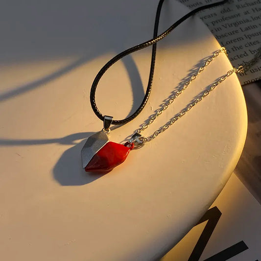 Heart Natural Stone Pendant for Couple 925 Silver Chain Necklace Best-selling Valentine Special Gift - Lavishic