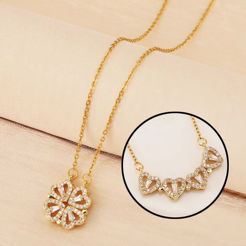 Clover Pendant Necklace Exquisite Micro-Inlaid Lucky Jewelry Girls Anniversary Wedding Gift - Lavishic